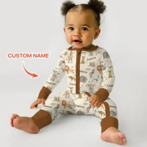 Safari Friends Custom Name Bamboo Convertible Zippy