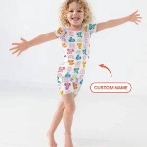 Axololt Custom Name Bamboo Two Piece Short Sleeve Shorts Pajama Set