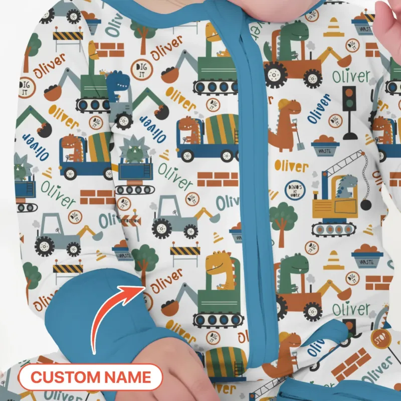 Custom Name Dino Diggers Bamboo Convertible Zippy
