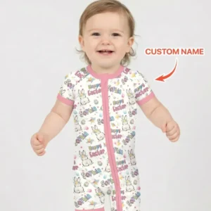 Personalized Happy Easter Bunny Bamboo Shorty Zippy