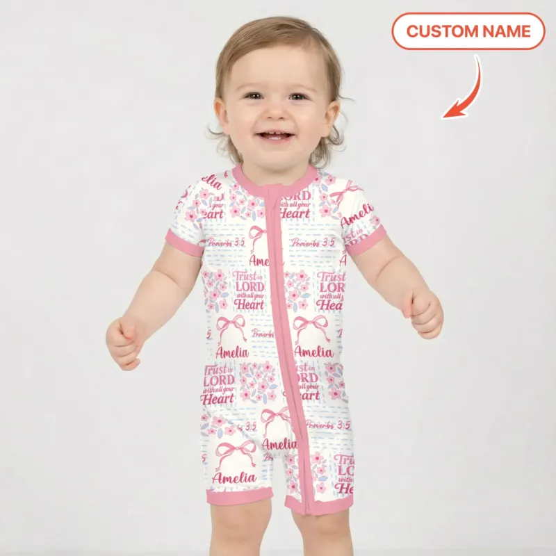Trust The Lord With All Your Heart Custom Name Bamboo Shorty Zippy