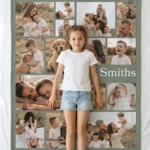 Custom Photo Collage Family Bamboo Blanket