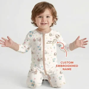 Custom Embroidered Name Birthday Baby Bamboo Convertible Zippy