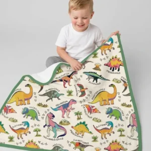 All The Dino Types Bamboo Blanket
