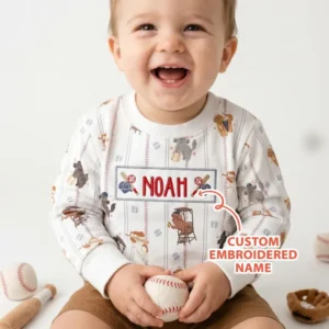 Custom Embroidered Name Baseball Bamboo Crewneck Sweatshirt