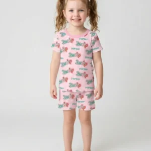 Custom Name Preppy Texas Charm Bamboo Two Piece Short Sleeve Shorts Pajama Set