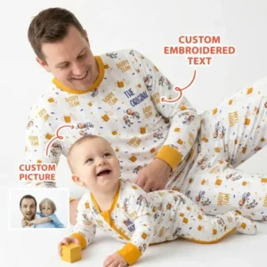 Embroidered Dad And Me Picture Bamboo Men's Pajama Set