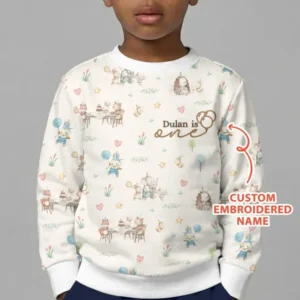 Custom Embroidered Name Birthday Baby Bamboo Crewneck Sweatshirt