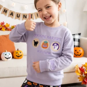 Cousin Bakery Boo Crew Embroidered Bamboo Crewneck Sweatshirt