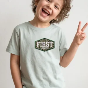Custom Grade Camo Applique Embroidered Bamboo Crewneck T-Shirt