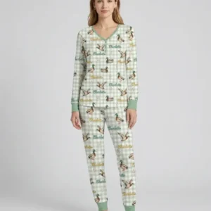 Mallard Duck Custom Name Bamboo Women Pajama Set