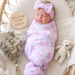 Happy Pink Octopus Bamboo Swaddle Blanket