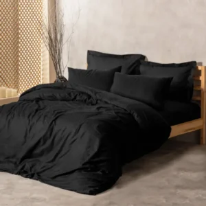 Bettwäsche-Set Schwarz – 100% Baumwolle Ranforce