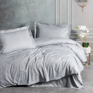 Premium Satin Bettwäsche Set Stripe Grau