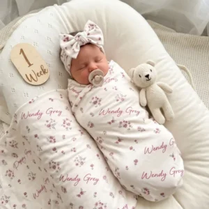 Mauve Heritage Sprite Ditsy Bamboo Swaddle Blanket