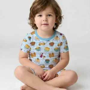 Shabbat Shalom Bamboo Two Piece Short Sleeve Shorts Pajama Set