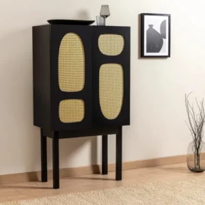 Designer Kommode Jorvella - aus Schwarz beschichtetem Holz