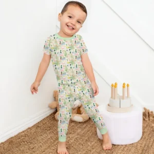 Whimsical Mallard Duck Bamboo Two Piece Short Sleeve Pajama Set
