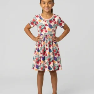 Pomegranate Blessings Night Family Matching Bamboo Twirl Dress