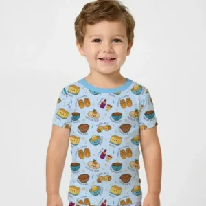 Shabbat Shalom Bamboo Two Piece Short Sleeve Pajama Set