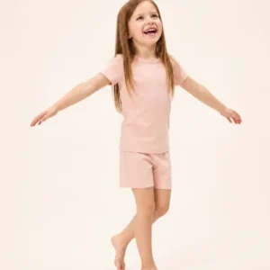 Solid Color Bamboo Two Piece Short Sleeve Short Pajama Set