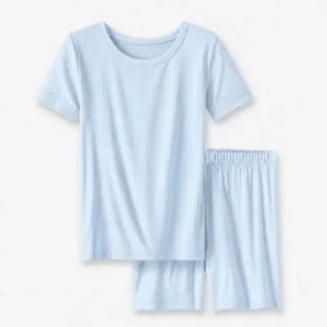 Breeze Ribbed Bamboo Two Piece Short Sleeve Shorts Pajama Set