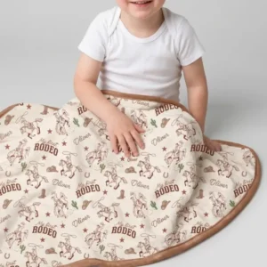 Custom Name First Rodeo Family Matching Bamboo Blanket