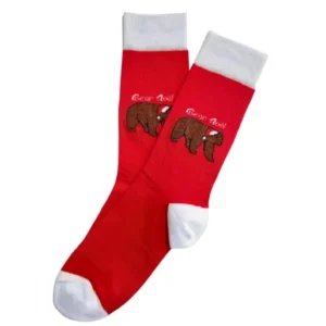 Chaussettes femme ours noël rouge et blanc 1