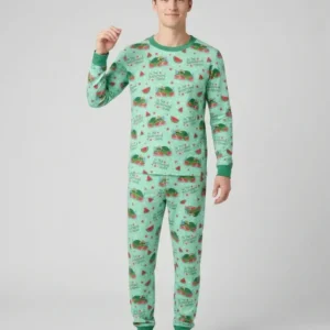 Watermelon Turtle Family Matching Bamboo Men's Pajama Set
