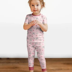 Girly Hockey Pink Bamboo Two Piece Short Sleeve Pajama Set
