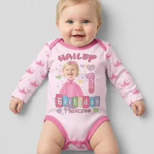 Custom Photo Birthday Princess Bamboo Bodysuit