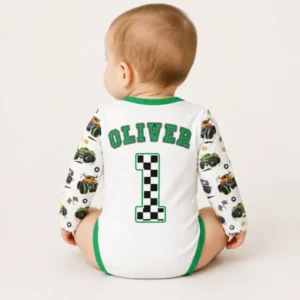 Personalized Monster Truck Birthday Bamboo Bodysuit
