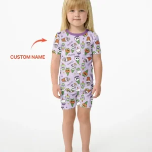 Summerween Ice cream Bamboo Two Piece Short Sleeve Shorts Pajama Set
