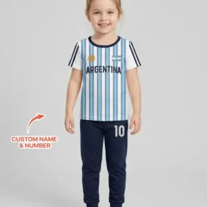Custom Name Argentina Spirit Bamboo Two Piece Short Sleeve Pajama Set