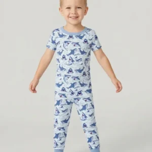 Big Sharks Attack Bamboo Two Piece Short Sleeve Pajama Set