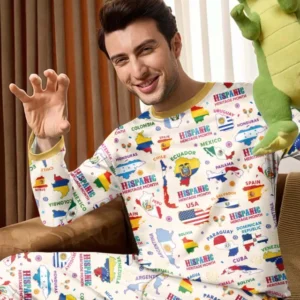 Hispanic Heritage Month Country Flags Bamboo Men's Pajama Set