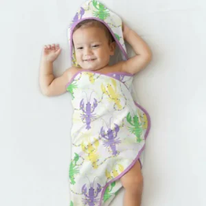 Mardi Gras Crawfish Family Matching Hooded Bamboo Towel Set