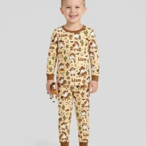 Cowboy Ghost Western Halloween Bamboo Two Piece Long Sleeve Pajama Set