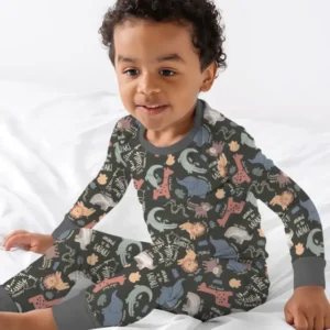 Funny African Animals Bamboo Two Piece Long Sleeve Pajama Set