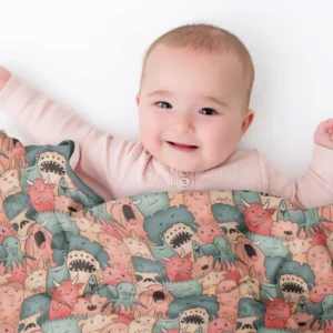 Cute Monster Crowd Bamboo Blanket
