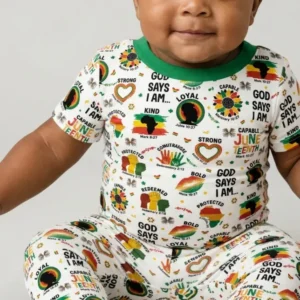 God Says I Am Juneteenth Bamboo Two Piece Short Sleeve Pajama Set