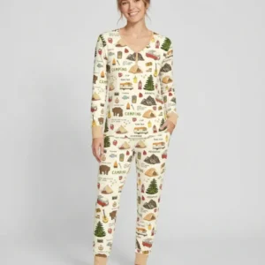 Outdoor Camping Adventure Family Matching Bamboo Women Pajama Set