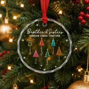 Season Love Siblings Personalized Glass Ornament