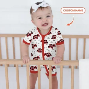Custom Name Family Bear Matching Bamboo Shorty Zippy