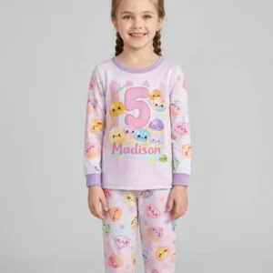 Custom Birthday Squish Party Dumpling Bamboo Two Piece Long Sleeve Pajama Set