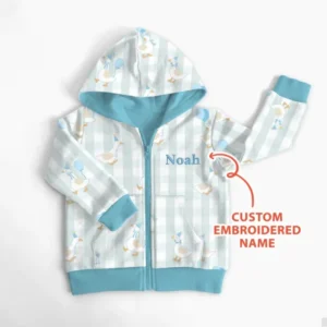 Custom Embroidered Birthday Boy/Girl Baby Bamboo Zip Hoodie