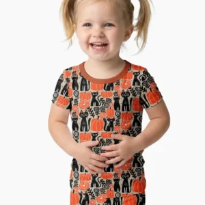 Halloween Cottage Core Bamboo Two Piece Short Sleeve Pajama Set