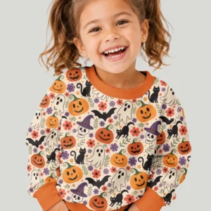 Spooky Halloween Floral Delight Bamboo Crewneck Sweatshirt
