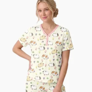 Guinea Pig Garden Bamboo Women Short Sleeve Short Pajama Set