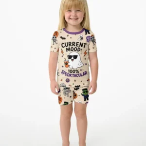 Halloween Friends Bamboo Two Piece Short Sleeve Shorts Pajama Set
